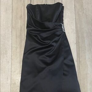 David's Bridal Strapless Black Dress with Embellishment